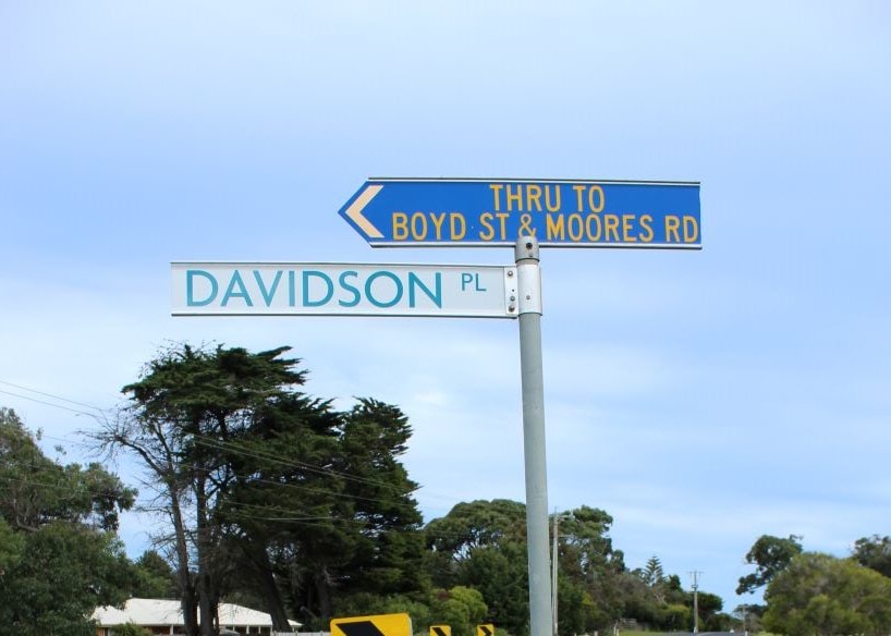 A street sign that says Davidson Place